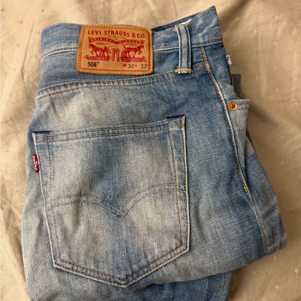 Levi’s Men 508 light blue washed slim taper jeans W30 L32
